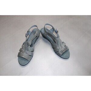 Clarks Bendables Slingback Sandals Women’s 10M Blue Gray Leather Comfort Walking